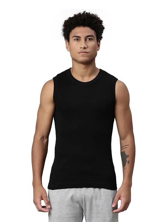Men's Cotton Regular Black Fit Vest