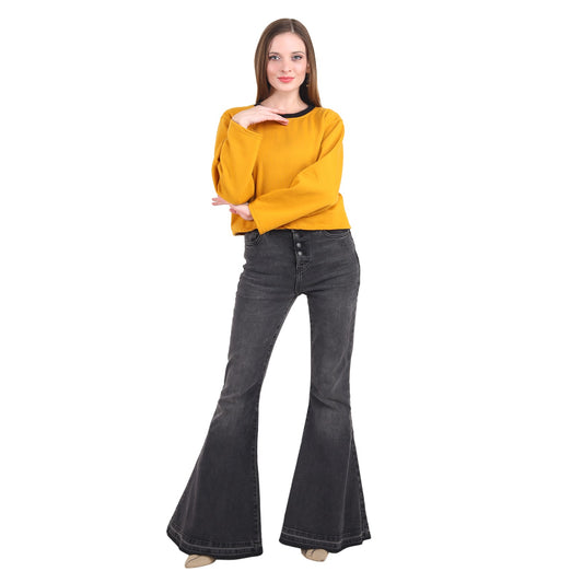 Casual Trendy Stylish Latest Fleece Fabric Crop Sweatshirt For Women