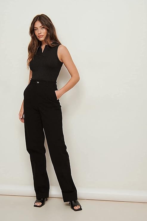 Solid Sleeveless Western Stylish Cotton-Rib Top for Women