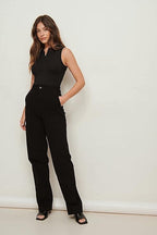 Solid Sleeveless Western Stylish Cotton-Rib Top for Women