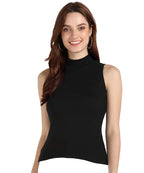 Solid Sleeveless Western Stylish Cotton-Rib Top for Women