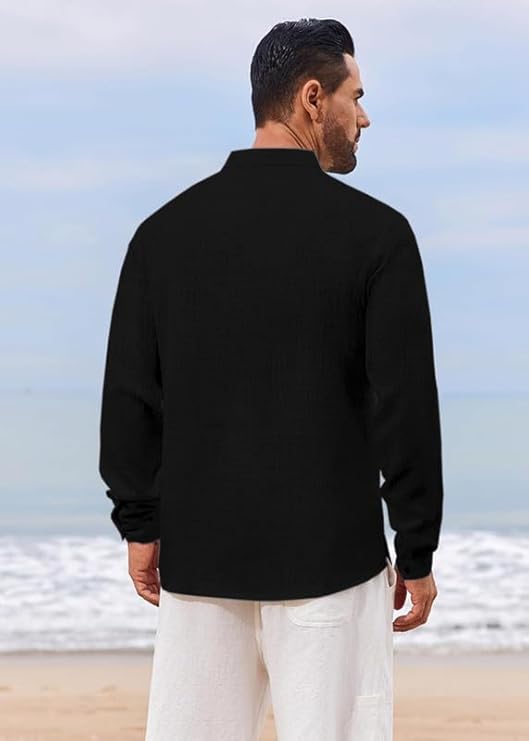 Cotton Blend Solid Casual Regular Fit Mandarin/Chinese Collar Short Kurta for Men