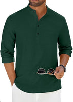 Cotton Blend Solid Casual Regular Fit Mandarin/Chinese Collar Short Kurta for Men