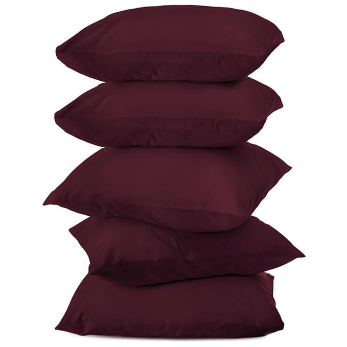 Wine Color Plain Cushion Cover Set Soft and Smooth Twill Cotton for Home Decor Sofa, Bed and Chairs