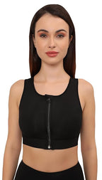 Solid Sleeveless Western Stylish Zip Lock Cotton Bra for Women