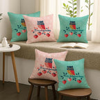 Pieces One Set Owl Printed Design Cushion's Cover Set.