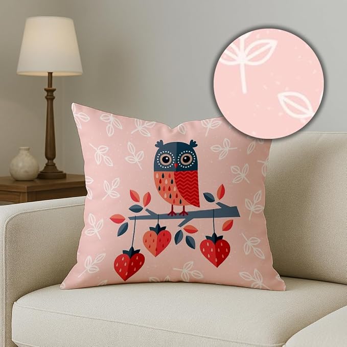 Pieces One Set Owl Printed Design Cushion's Cover Set.