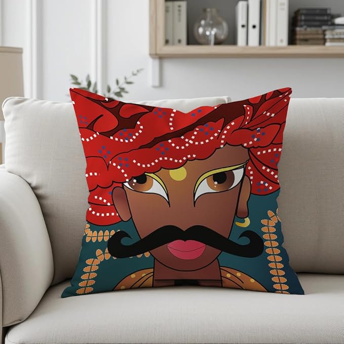 Two Pieces One Set Marwadi Style Printed Design Cushion's Cover Set.