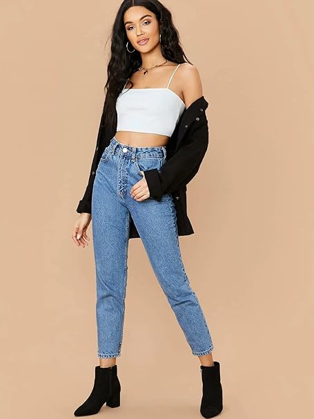 Solid Sleeveless Western Stylish Cotton Cami Crop Top for Women
