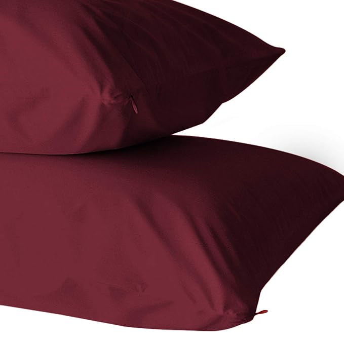 Wine Color Plain Cushion Cover Set Soft and Smooth Twill Cotton for Home Decor Sofa, Bed and Chairs