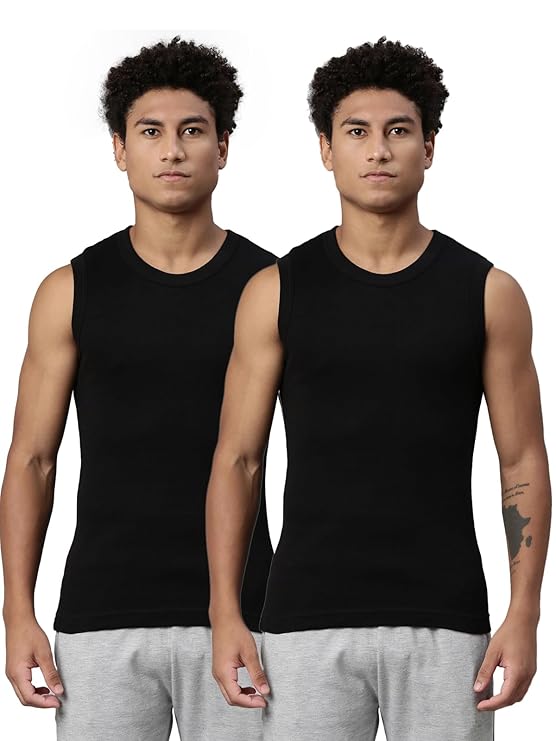 Men's Cotton Regular Black Fit Vest