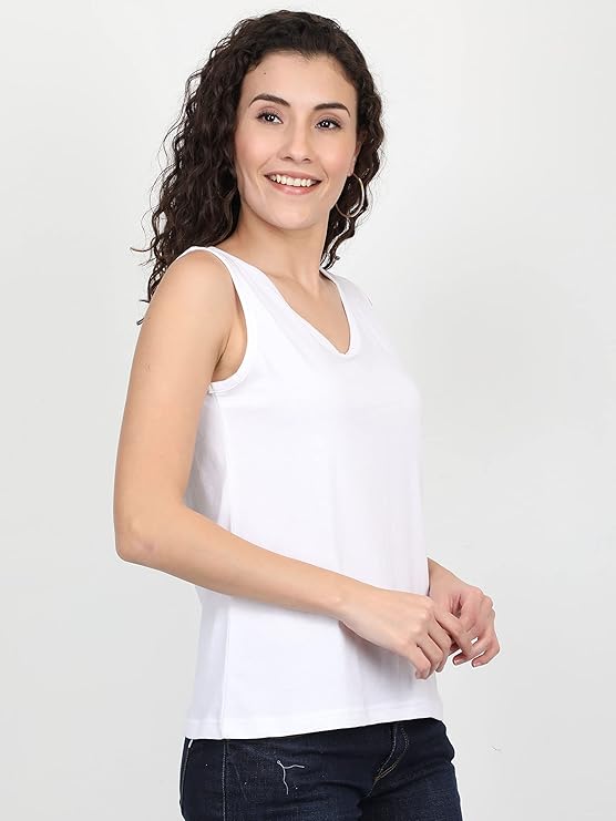 Solid Sleeveless Western Stylish Cotton Tank for Women