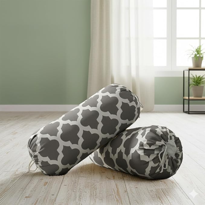 Two Pieces One Set Printed Design Bolster Cover Set.