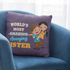 Two Pieces One Set Little Sisters Printed Design Cushion's Cover Set.