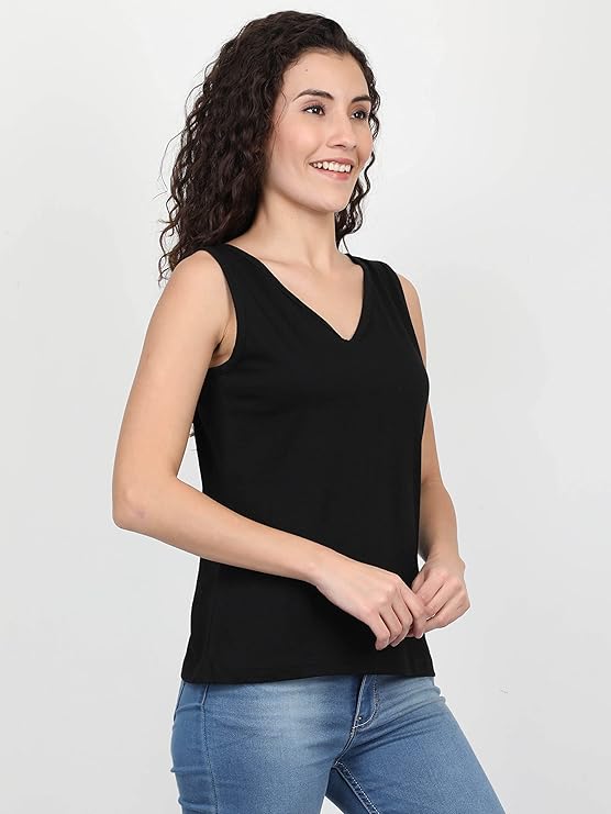 Solid Sleeveless Western Stylish Cotton Tank for Women