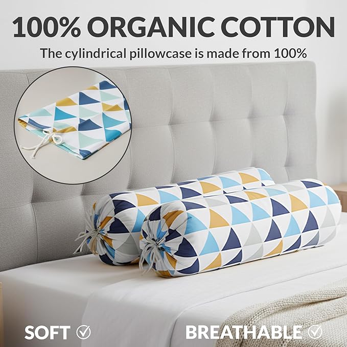 Two Pieces One Set Printed Design Bolster Cover Set.