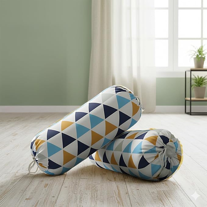Two Pieces One Set Printed Design Bolster Cover Set.