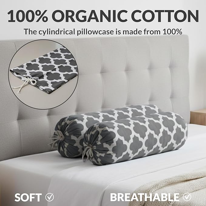 Two Pieces One Set Printed Design Bolster Cover Set.