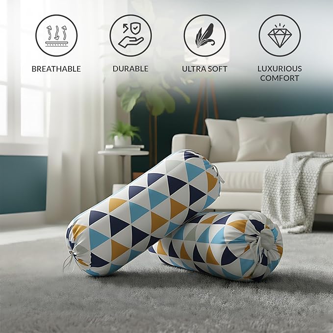 Two Pieces One Set Printed Design Bolster Cover Set.