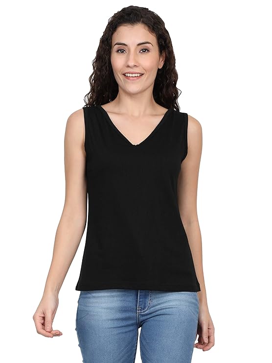 Solid Sleeveless Western Stylish Cotton Tank for Women
