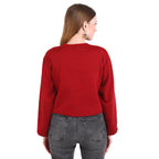 Casual Trendy Stylish Latest Fleece Fabric Crop Sweatshirt For Women