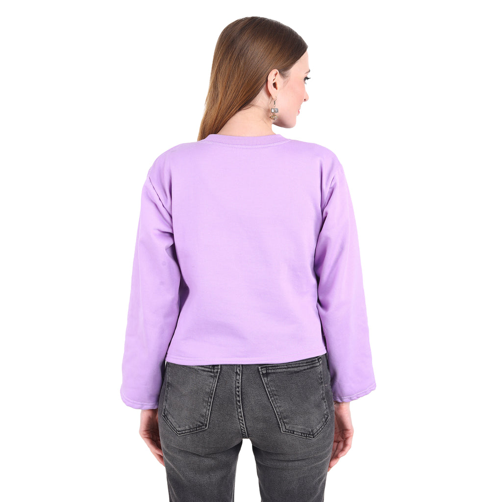 Casual Trendy Stylish Latest Fleece Fabric Crop Sweatshirt For Women