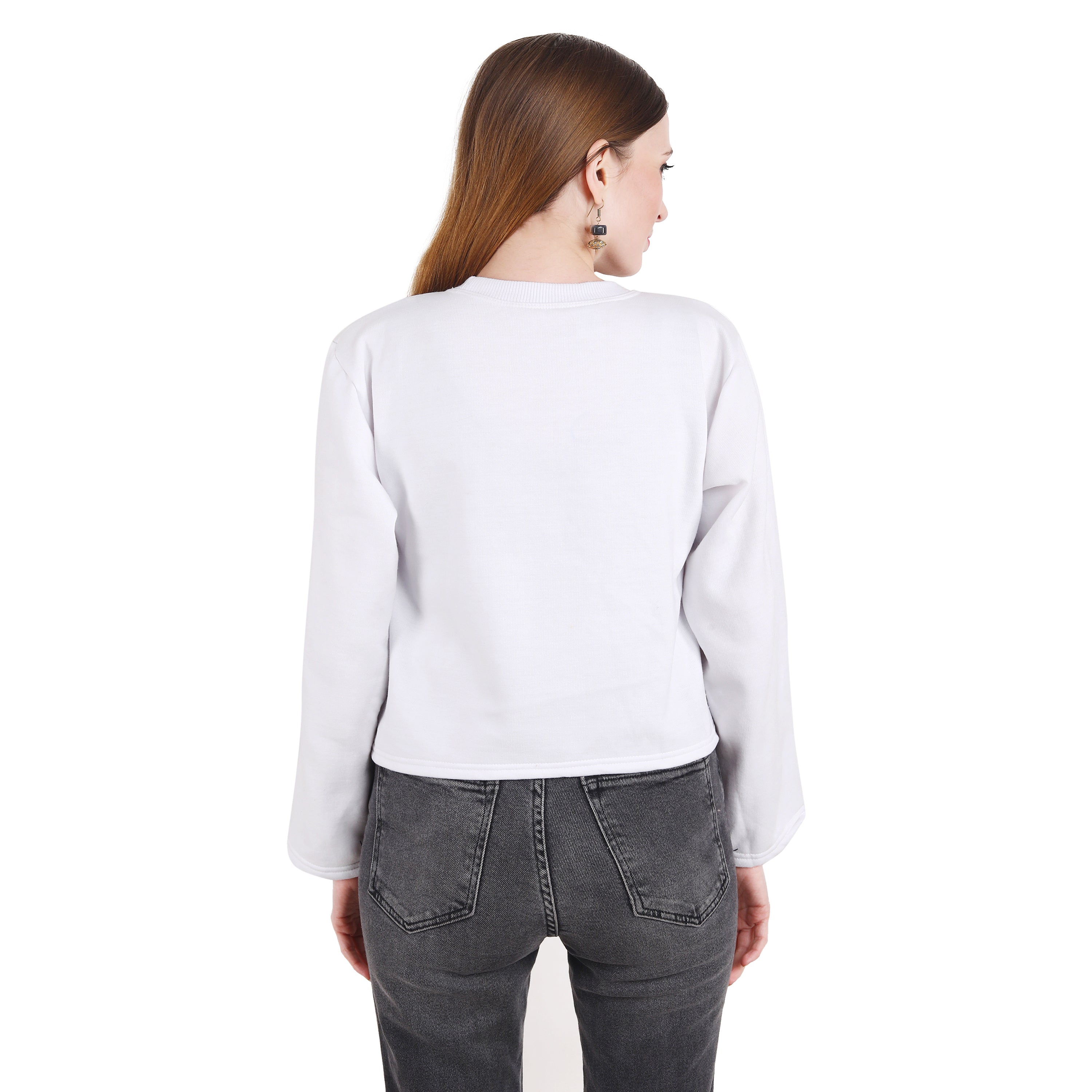 Casual Trendy Stylish Latest Fleece Fabric Crop Sweatshirt For Women