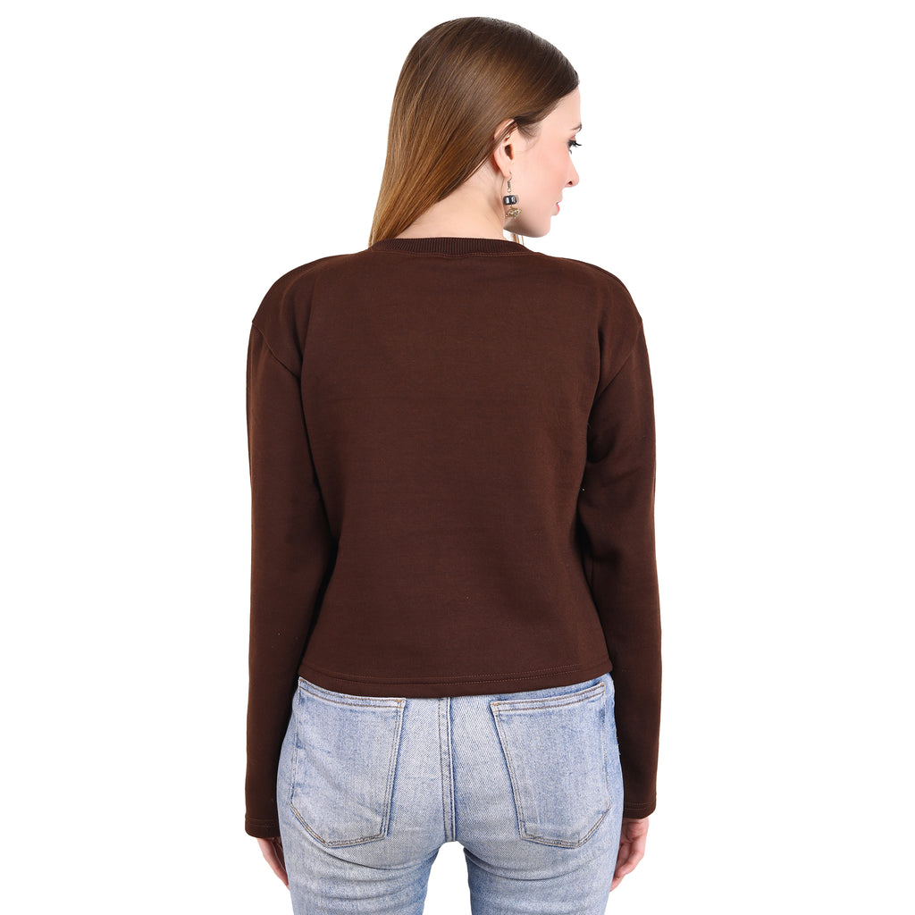 Casual Trendy Stylish Latest Fleece Fabric Crop Sweatshirt For Women