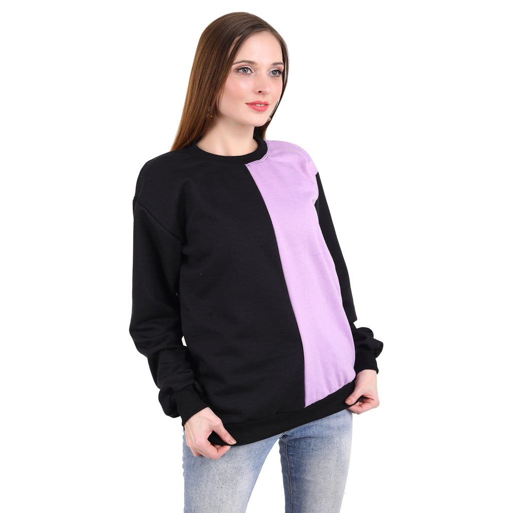 Casual Trendy Stylish Latest Fleece Fabric Dual Tone Sweatshirt For Women