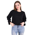Casual Trendy Stylish Latest Fleece Fabric Crop Sweatshirt For Women