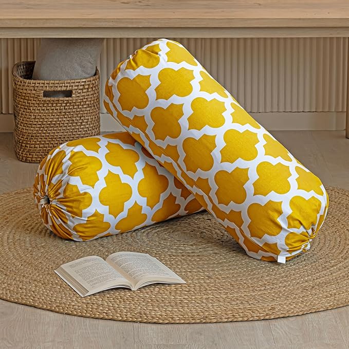 Two Pieces One Set Printed Design Bolster Cover Set.