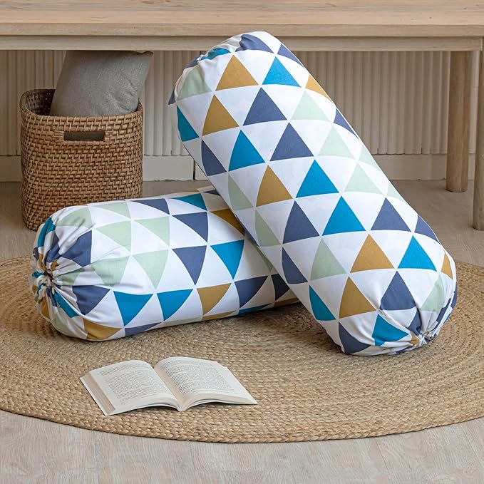 Two Pieces One Set Printed Design Bolster Cover Set.