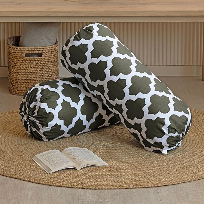 Two Pieces One Set Printed Design Bolster Cover Set.