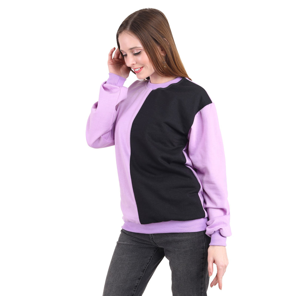 Casual Trendy Stylish Latest Fleece Fabric Dual Tone Sweatshirt For Women