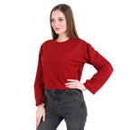 Casual Trendy Stylish Latest Fleece Fabric Crop Sweatshirt For Women