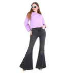 Casual Trendy Stylish Latest Fleece Fabric Crop Sweatshirt For Women