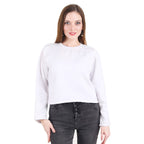 Casual Trendy Stylish Latest Fleece Fabric Crop Sweatshirt For Women