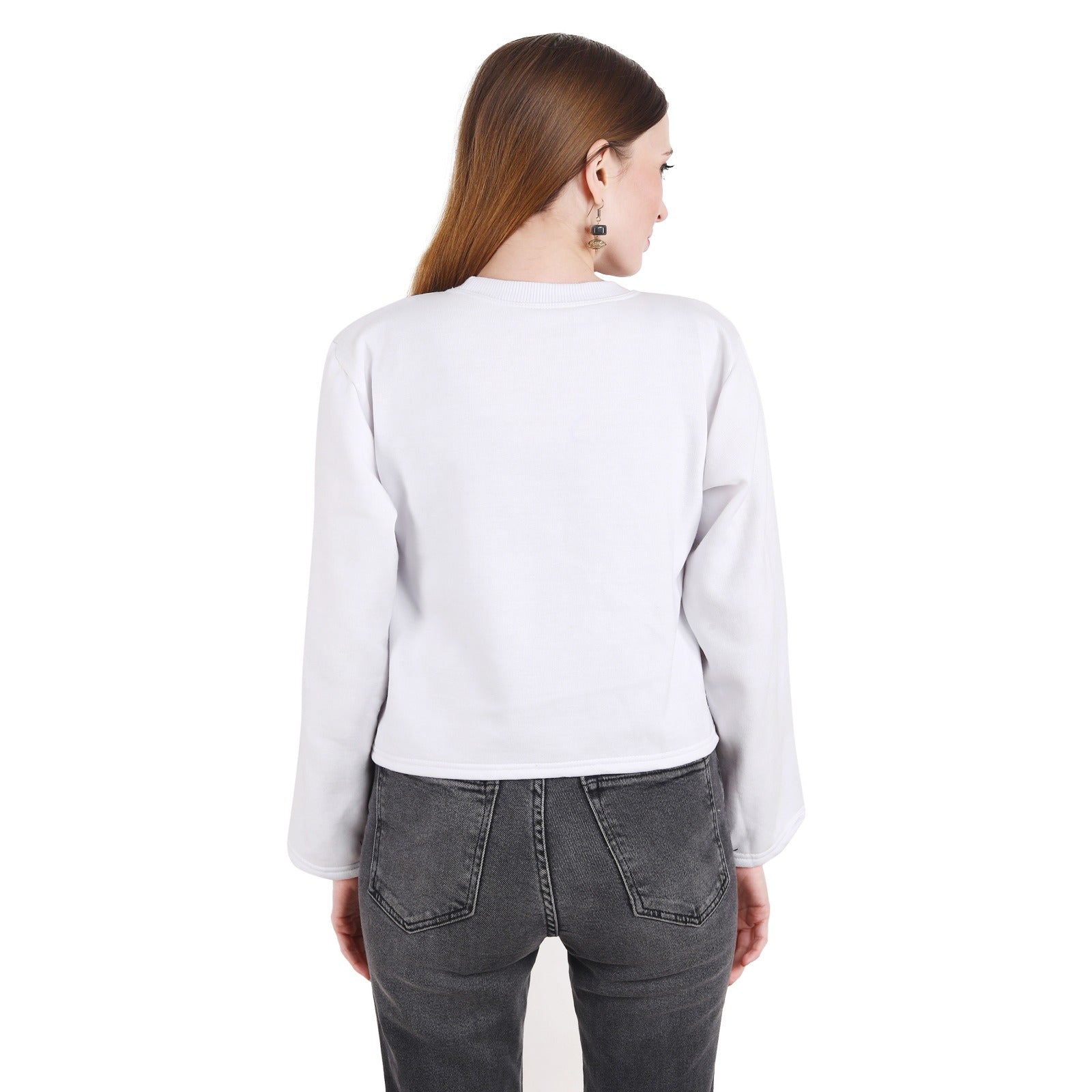 Casual Trendy Stylish Latest Fleece Fabric Crop Sweatshirt For Women
