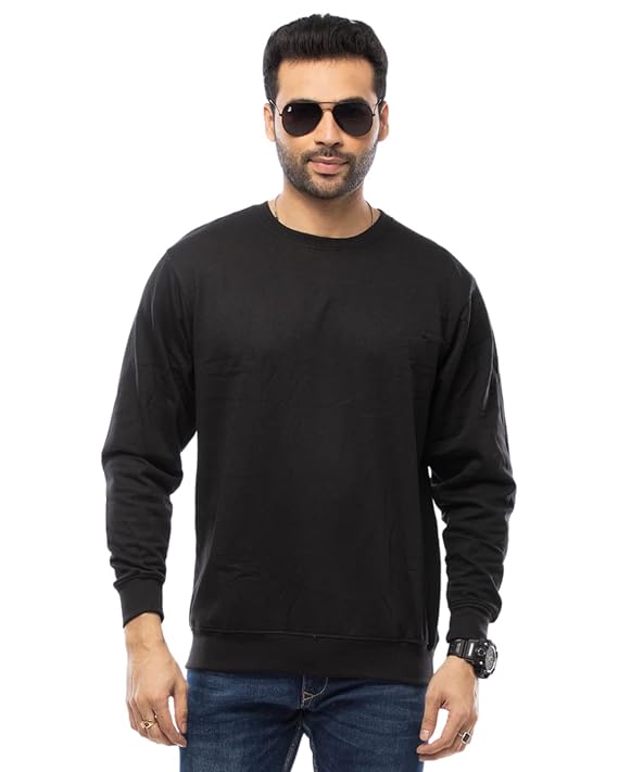 Men's Casual Crew Neck Sweatshirt 100% Cotton Regular Fit | Full Sleeves Sweatshirt
