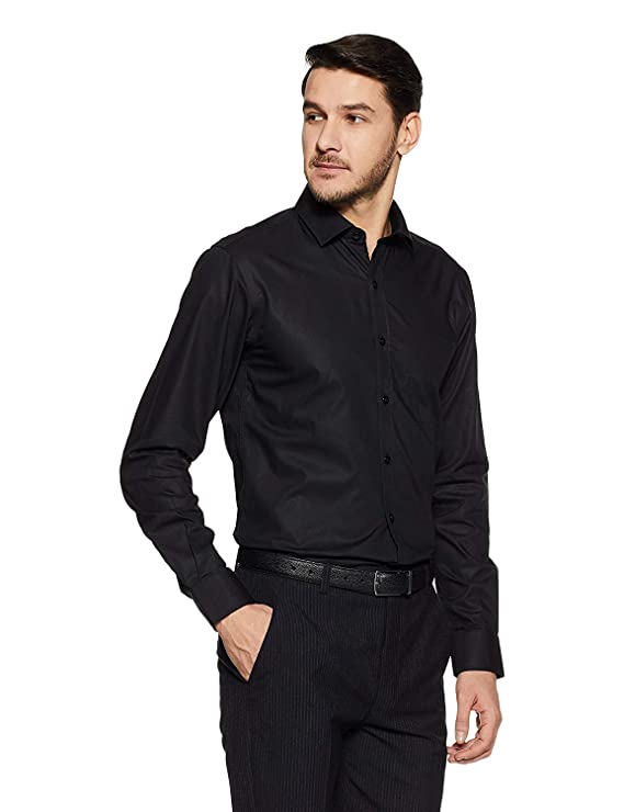 Men Comfort Fit Solid Spread Collar Cotton Casual Shirt