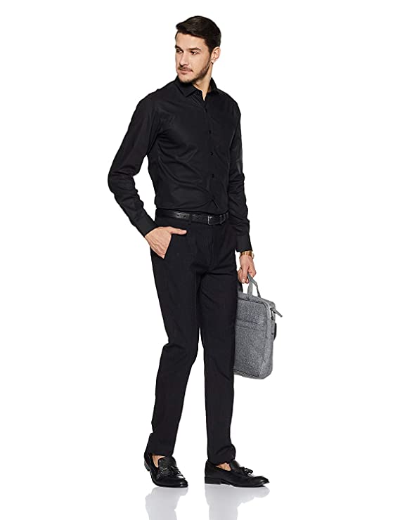 Men Comfort Fit Solid Spread Collar Cotton Casual Shirt