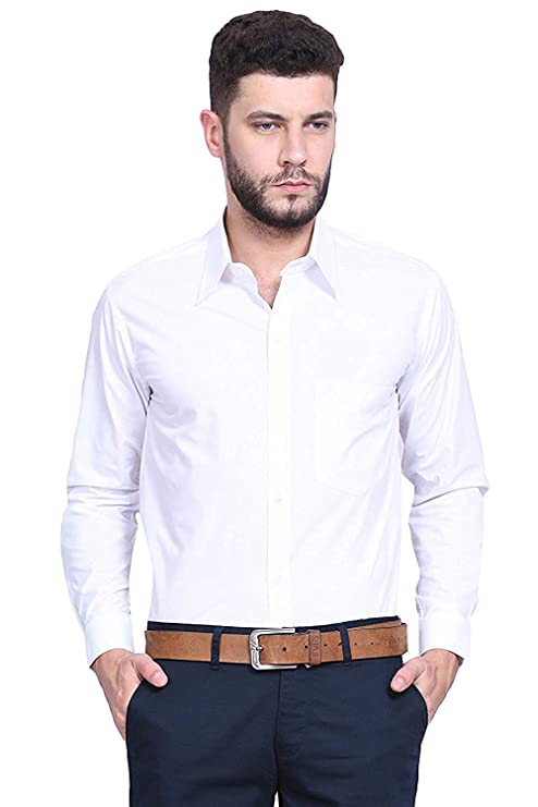 Men Comfort Fit Solid Spread Collar Cotton Casual Shirt