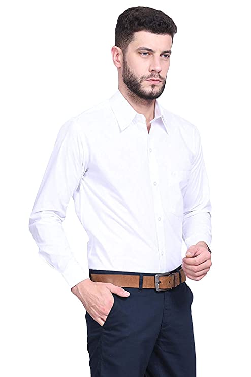 Men Comfort Fit Solid Spread Collar Cotton Casual Shirt