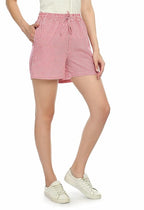 Casual Cotton Checkered Regular Fit Nightwear Lounge Shorts for Women
