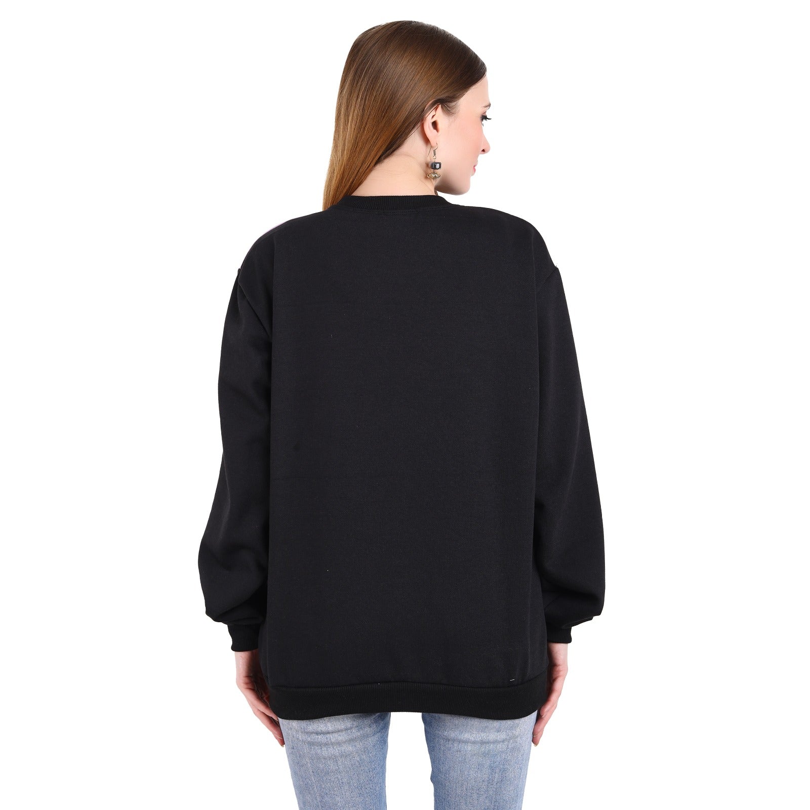 Casual Trendy Stylish Latest Fleece Fabric Dual Tone Sweatshirt For Women